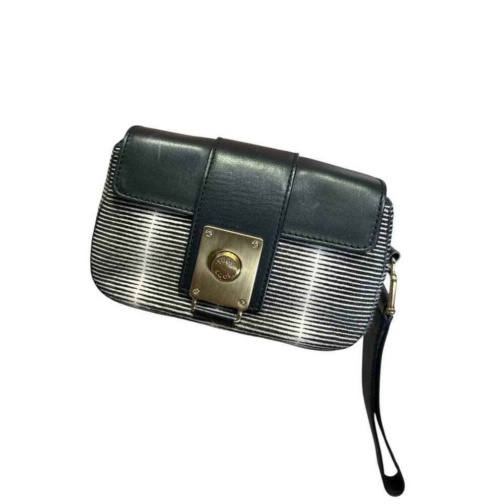 NEW TOD'S women's y2k calfskin leather wristlet clutch d bag in black multi